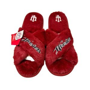 FOCO Women's NCAA College Team Script Wordmark Fuzzy Slide Slippers XL 11/12